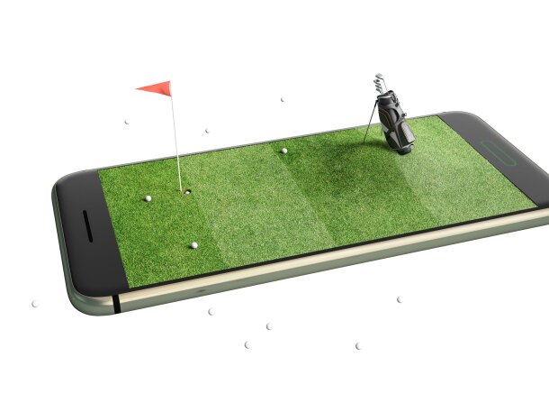 iPhone with Golf Hole, Golf Balls and Golf Bag on top