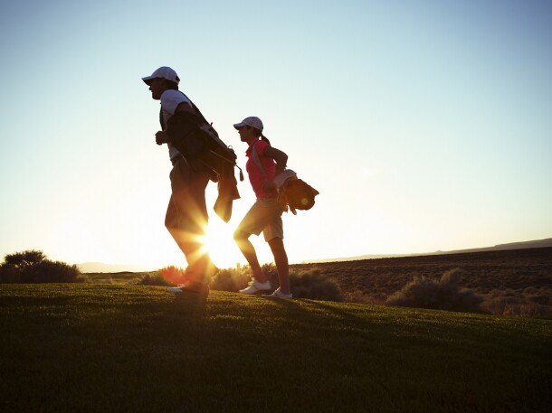 twilight twosome guy golfers on the course
