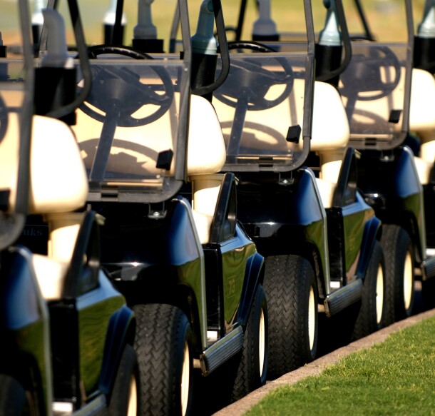 golf carts lined up