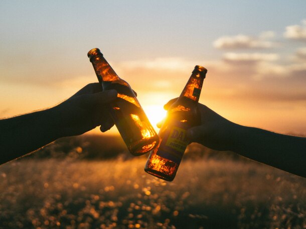 Beer Bottles Sunset