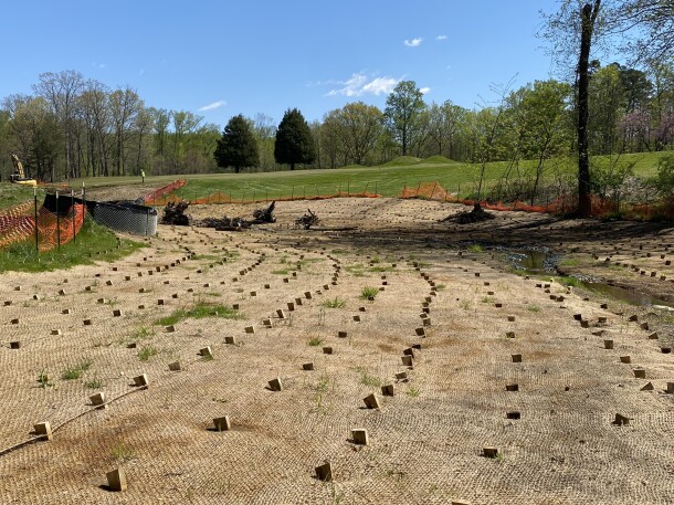 Detail of the stream restoration work as part of the renovation at The Preserve at Eisenhower golf course