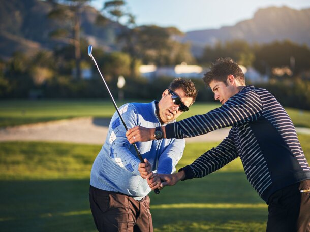 Golf Lessons Backswing Two Males