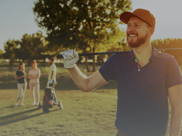 golfer holding golf club - golf course - leagues outings events