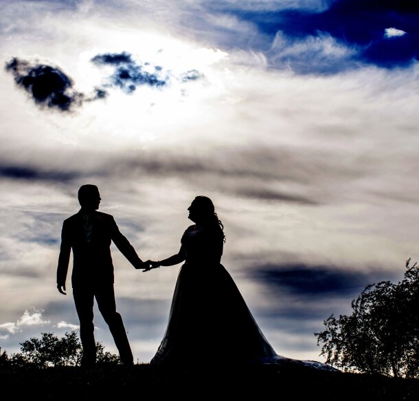 Wedding Bridge Groom Backlit
