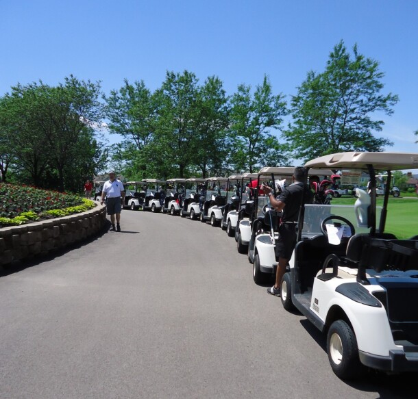 golf carts at outing at orchard valley golf club