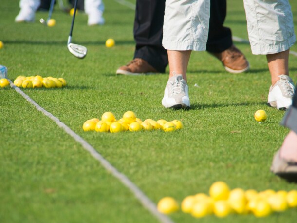 range balls at practice facility on golf course