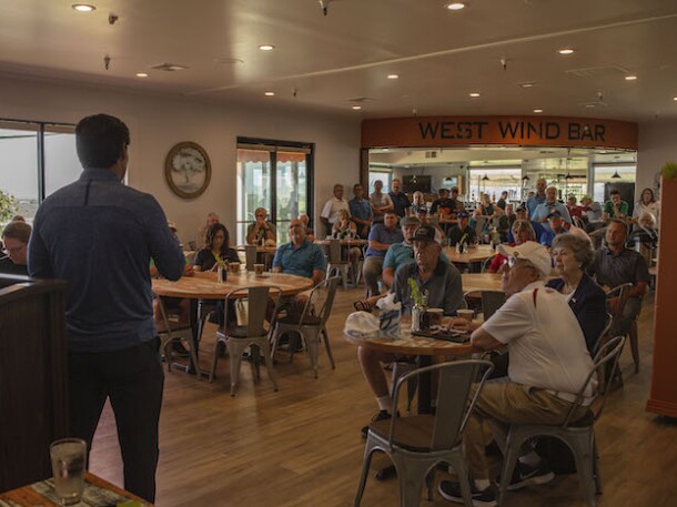 Golf outing awards ceremony in the West Wind Bar at Teleli Golf Club in Sonora CA