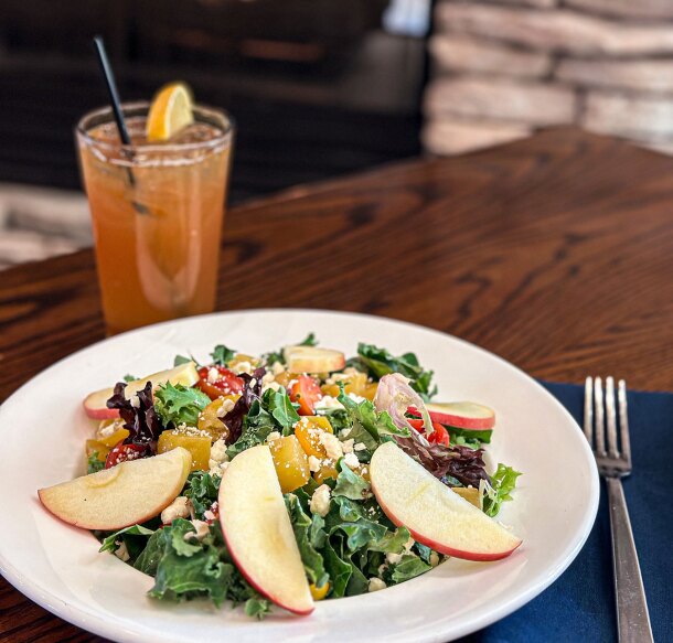 Salad and Fireplace