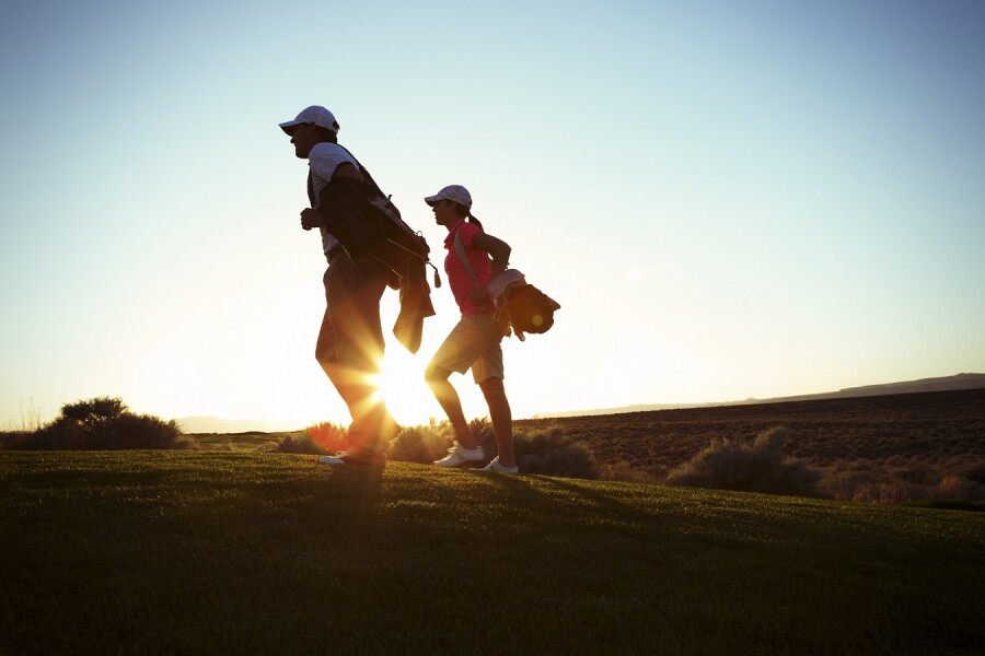twilight twosome guy golfers on the course