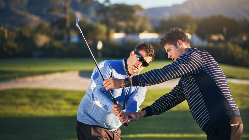 Golf Lessons Backswing Two Males