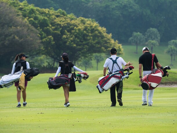 foursome group of golfers for outing event